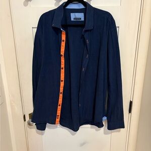 Men's Navy Blue Linen Button Down Shirt